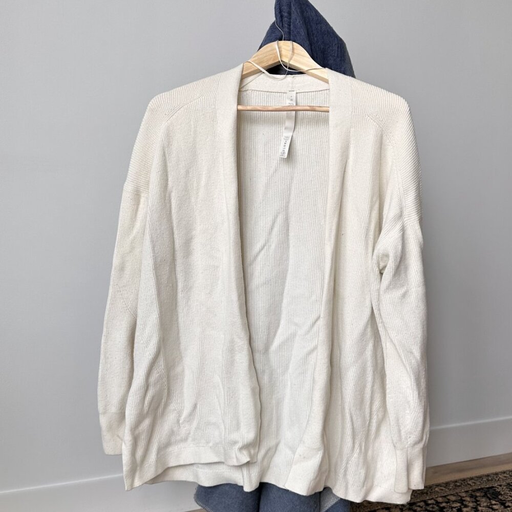 Lululemon White Open-Front Cardigan Size S – Cozy Knit Sweater
